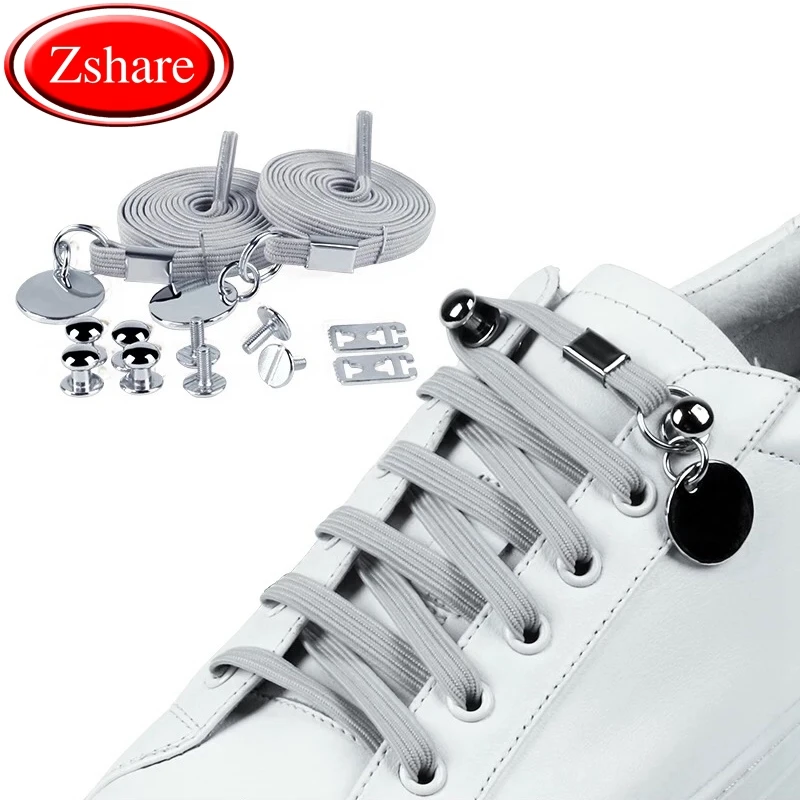 

1 Pair Elastic Shoelaces Flat No Tie Shoe laces Kids Adult Leisure Sneakers Unisex Lazy laces Metal Buckle Quick Shoe lace
