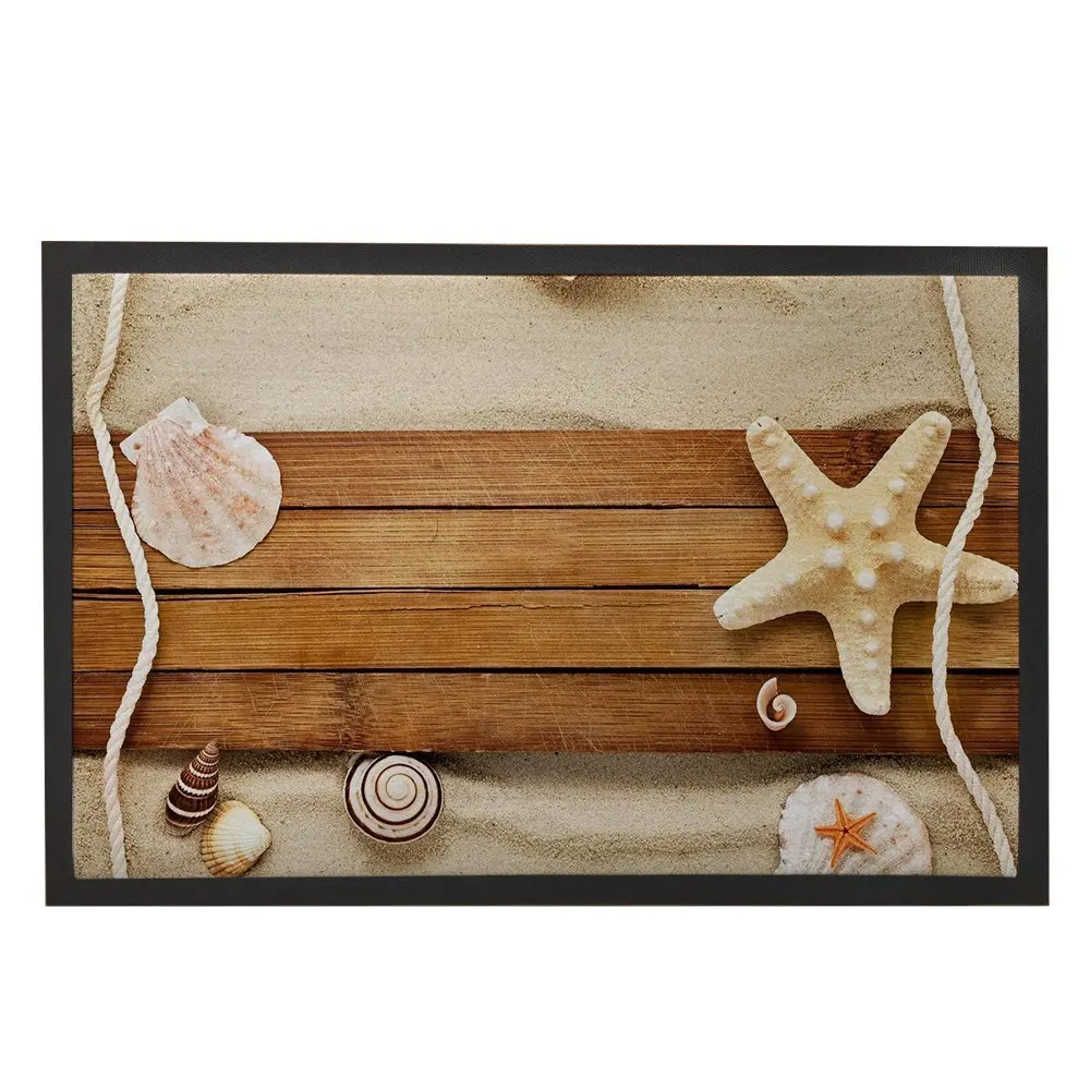 Seashells Starfish Wood On The Beach Living Room Doormat Kitchen Carpet