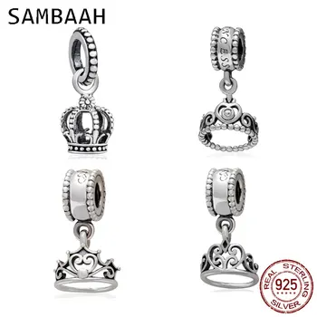 

Sambaah Dangle Noble Splendor Crown Pendant 925 Sterling Silver My Princess Charm Beads fit Original Pandora DIY Bracelet