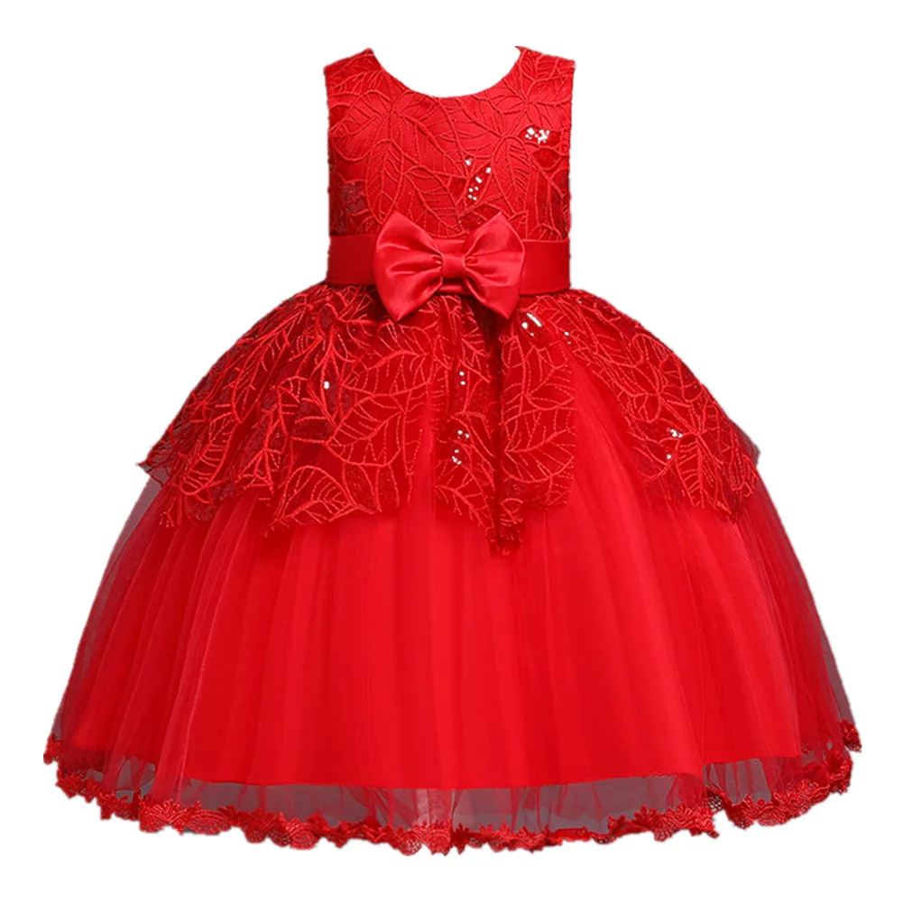 

2019 European and American flower girls dress girl princess children perform es 1-6Y