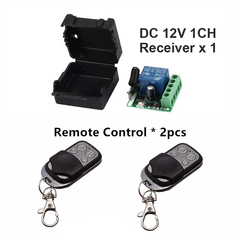 

433Mhz Universal Wireless Remote Control Switch DC 12V 1CH relay Receiver Module and 2pcs Transmitter 433 Mhz Remote Controls
