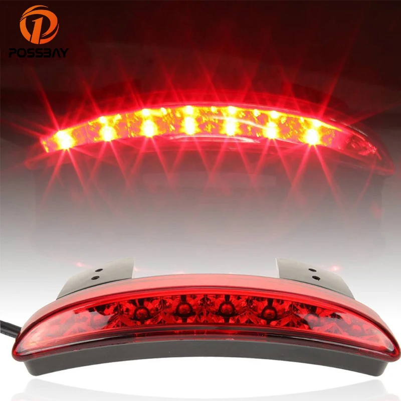 

SC 1 Piece Smoke and Red Color Rear Fender Edge Red LED Brake Tail light Fit For Harley Sportster XL 883 1200