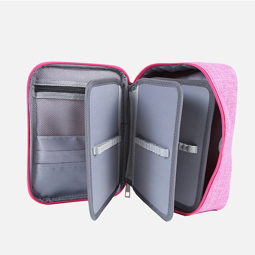 

Pouch Solid Student Pencil Case Jewelry Pen Large Capacity 72 Slots Multifunctional Zipper With Handle Holder Organizer