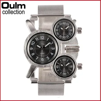 

Luxury Brand OULM 1167 Watches Full Steel Band Army Vintage Mens Unique Designer Japan Quartz Wristwatches Relogio Male Lujo