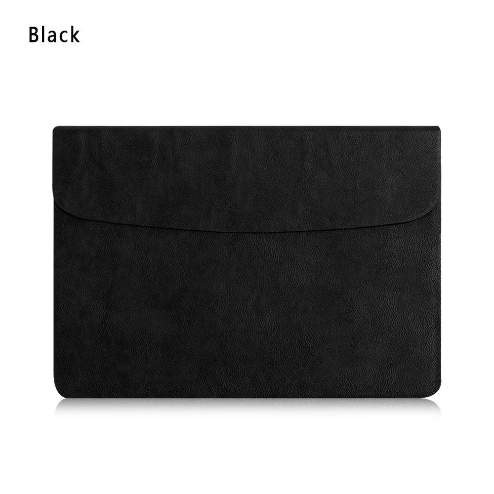 Кожаный чехол для ноутбука, сумка для MacBook Air Pro retina 11 12 13 15 Новинка - Цвет: Черный