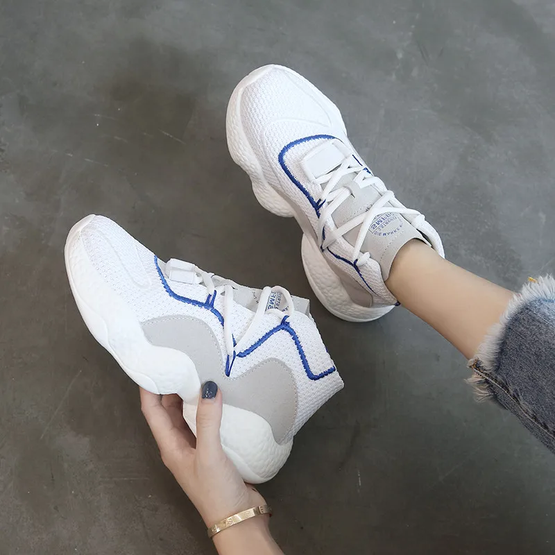 

New Brand Casual Shoes Woman 2018 Fashion Comfortable Breathable Air Mesh Flats Female Platform Sneakers Women Chaussure Femme