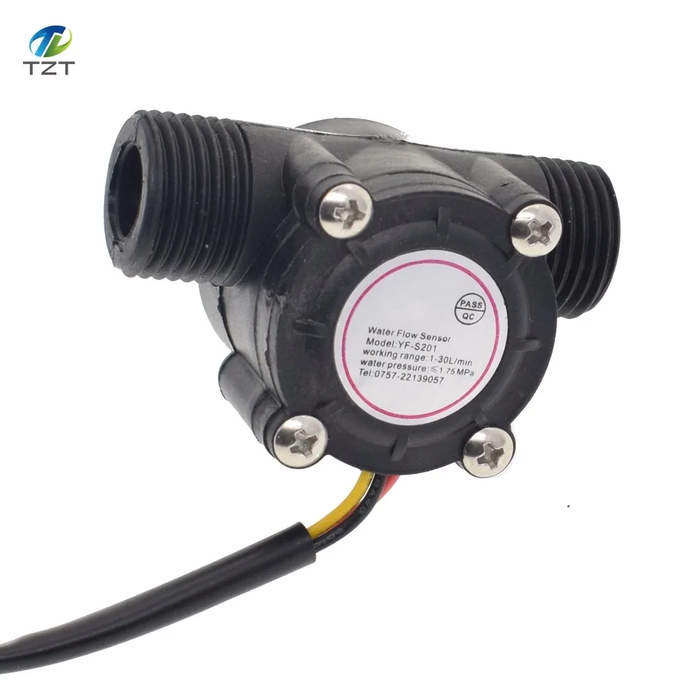 

Water flow sensor flowmeter Hall flow sensor Water control 1-30L/min 2.0MPa YF-S201