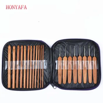 

20 Size/set Carbonized Bamboo Crochet Knitting Needles Handle Crochet Hook Set Double Pointed Craft Knit Tools Size 1.0-10mm