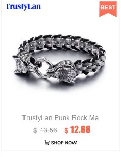 Мужской браслет TrustyLan в стиле панк, готика, рок, байкер, Череп, Ретро стиль, нержавеющая сталь, мужские браслеты дружбы,, ювелирное изделие, Прямая поставка