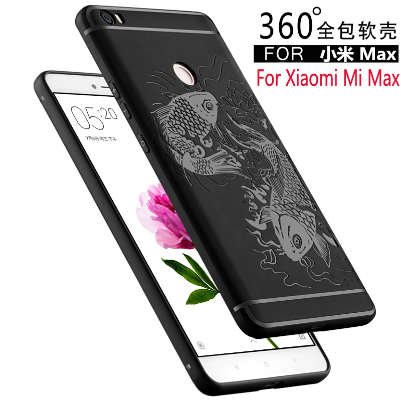 

Luxury case For Xiaomi Mi Max High quality silicone Fish pattern hard Protective back cover for xiaomi mi max phone shell