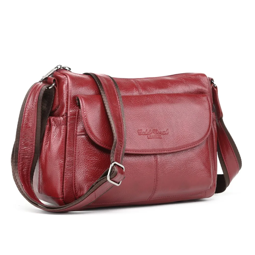 Сумка на плечо женская из натуральной кожи кораллового цвета 2018|messenger bags for