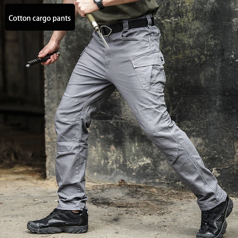Походные тактические брюки-карго, мужские армейские военные брюки, хлопковые брюки с множеством карманов, эластичные мужские повседневные брюки
