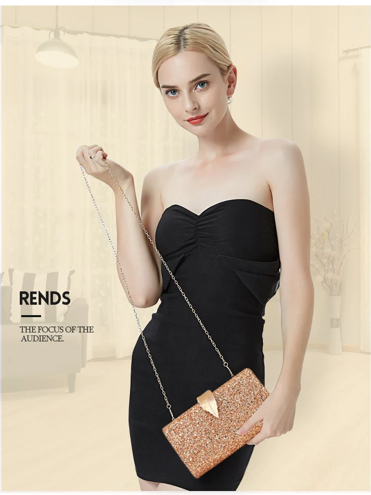 Luxy Moon Gold Sequin Clutch Bag Model Show