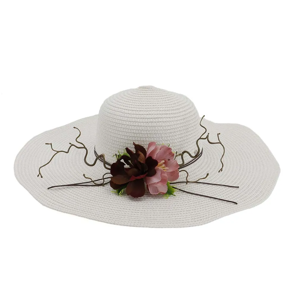 Простая модная Солнцезащитная соломенная шляпа gorra hombre с цветами и большими широкими полями, пляжная шляпа с УФ-защитой
