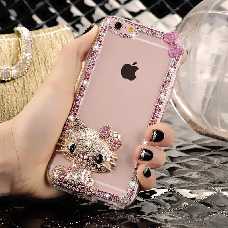 

Hello Kitty Case For Samsung Galaxy S9 S10 Plus Case Glitter Luxury Diamond Cover For Galaxy Note 9 8 Coque For iPhone XS Max XR