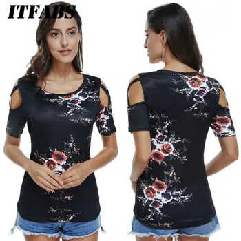 

Womens Summer Casual Short Sleeve Blouse Ladies Loose Floral Print Shirt Tops Plus Size