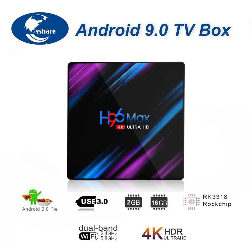 

H96 MAX 9.0 Android TV Box Rockchip RK3318 2GB RAM 16GB H.265 1080p 4K Google Play Netflix Youtube Streaming Media Player