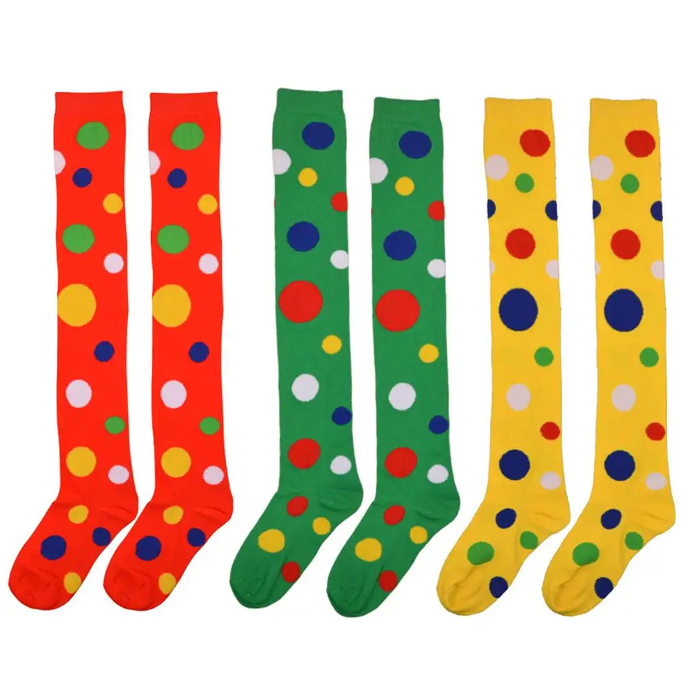 Women Clown Style Stockings Dot Knee High Stockings Cotton Costume Stockings For Christmas Stage Performance Dance New Arrival