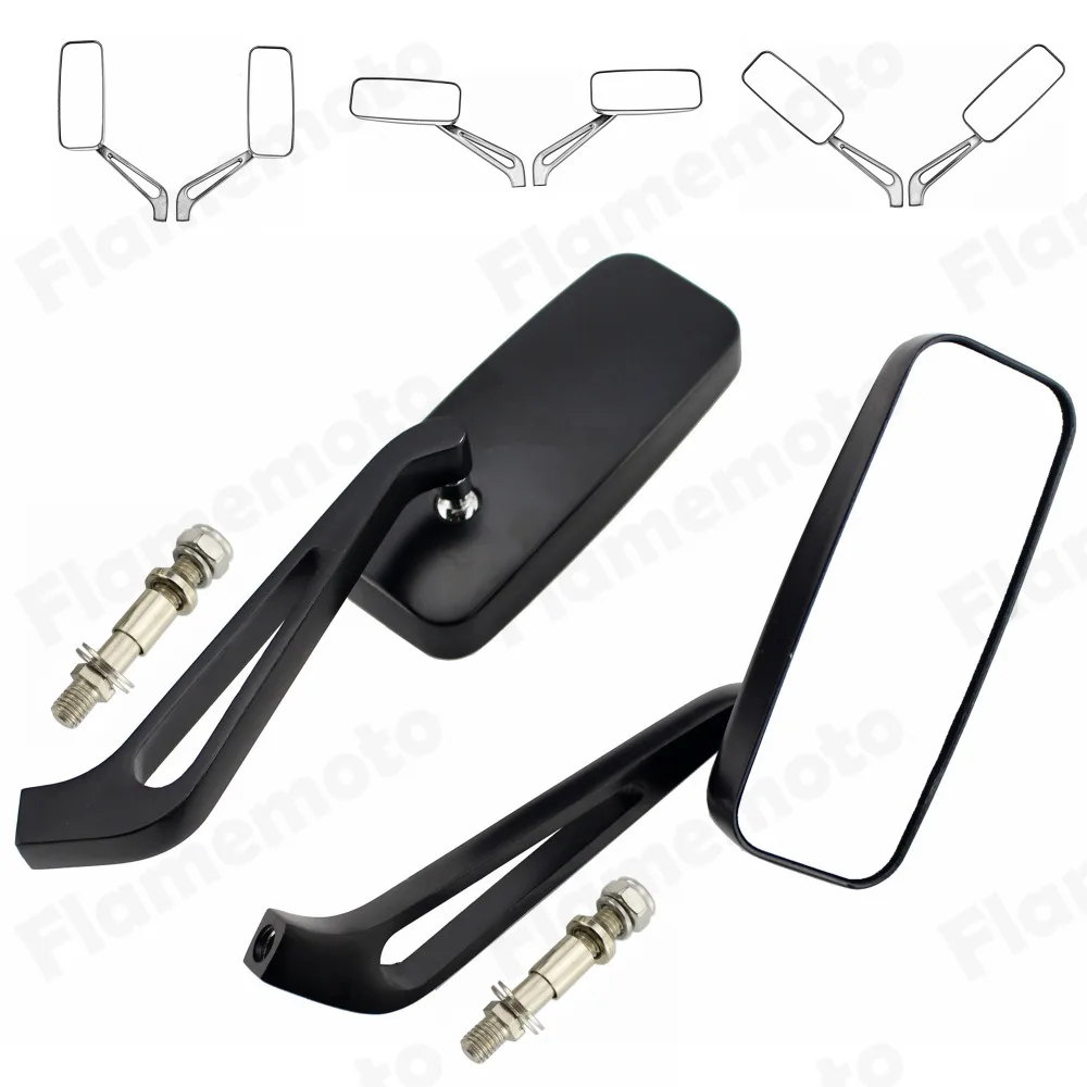 Black Rectangle Rearview Mirrors For Harley Dyna Sportster Touring Iron