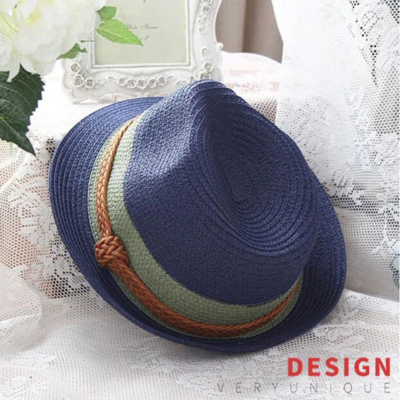 Summer Straw Ladies Hats Women Men Golf Jazz Cap Panama Sun Visor Caps Saves Beach Hat Headband Outdoor Camping Travel Swimming (7)