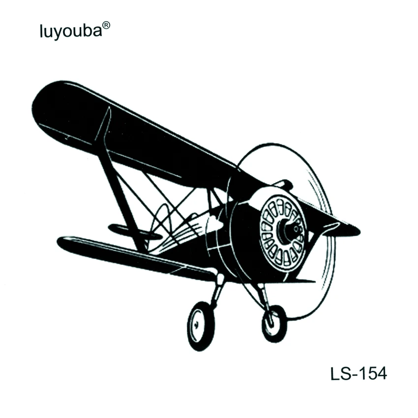 Биплан Водонепроницаемый Временные татуировки Для мужчин самолета татуировки старый самолет искусственная Tatouage Temporaire Femme блеск