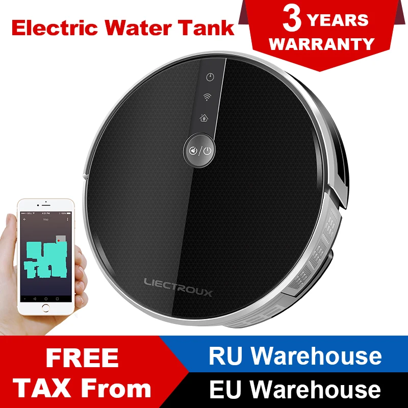 

LIECTROUX C30B Robot Vacuum Cleaner 3000Pa Suction 2D Map Navigation Map Show on WiFi App 0.35L Electric Water Tank 0.6L Dustbin