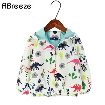 

2018 New classic dinosaur style children jackets boys 1-6T kids hooded jackets for boys casual spring summer boys outerwear