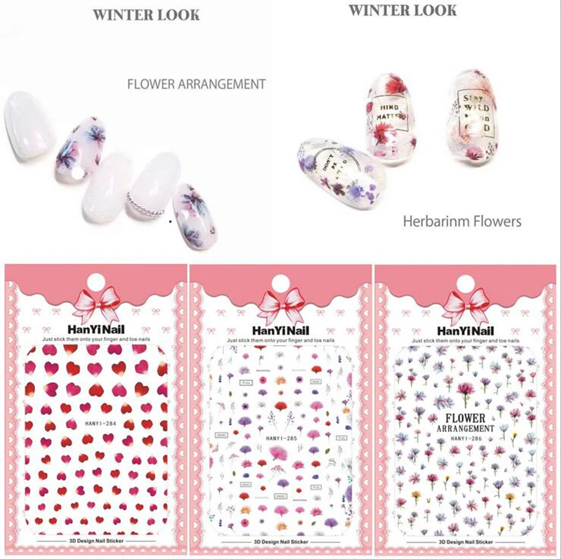 

Floral Type! 1 Sheet Nails Art Manicure Back Glue Decal Decorations Design Nail Sticker For Nails Tips Beauty
