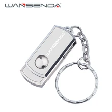 Wansenda, поворотная usb-флешка из нержавеющей стали, брелок, ручка-накопитель, 8 ГБ, 16 ГБ, 32 ГБ, 64 ГБ, 128 ГБ, флешка, USB 2,0, карта памяти