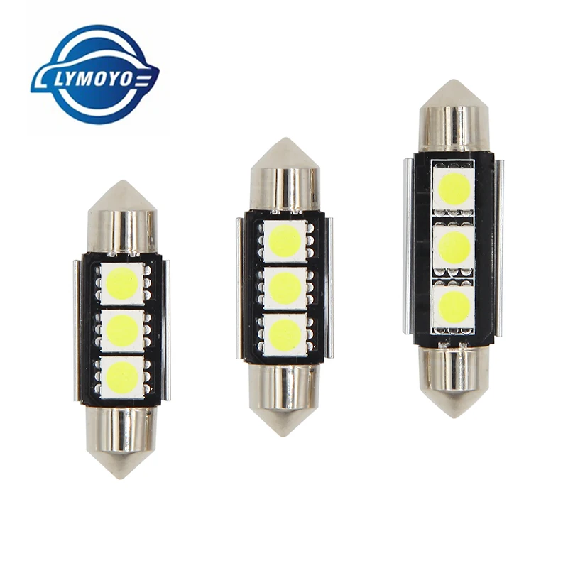 

10PCS Car c5w Auto 36 39 41mm CANBUS Error Free 3 LED 5050 SMD 6418 C5W License Plate Dome Light reading Bulb car styling 12v