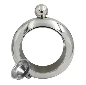 

50pcs/lot 3.5OZ Stainless Steel Portable Flask With Funnel Bangle Bracelet Flagon Wine Whiskey Drinkware Funnel Bottle Set