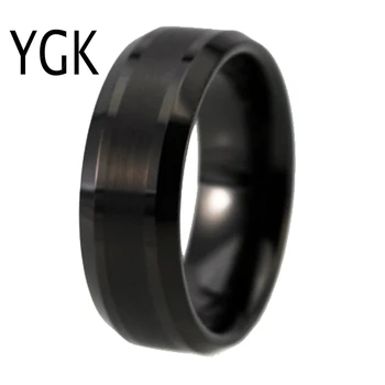 

YGK Jewelry Matte Line Back Bevel Tungsten Ring Comfort Fit Design Men's Classic Wedding Engagement Anniversary Lover's Ring