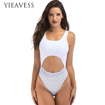 

YIEAVESS 2018 High Waist Swim wear Women's Bandage One-Piece Push Up Swimsuits Sexy Bathing Suit Drop Shipping