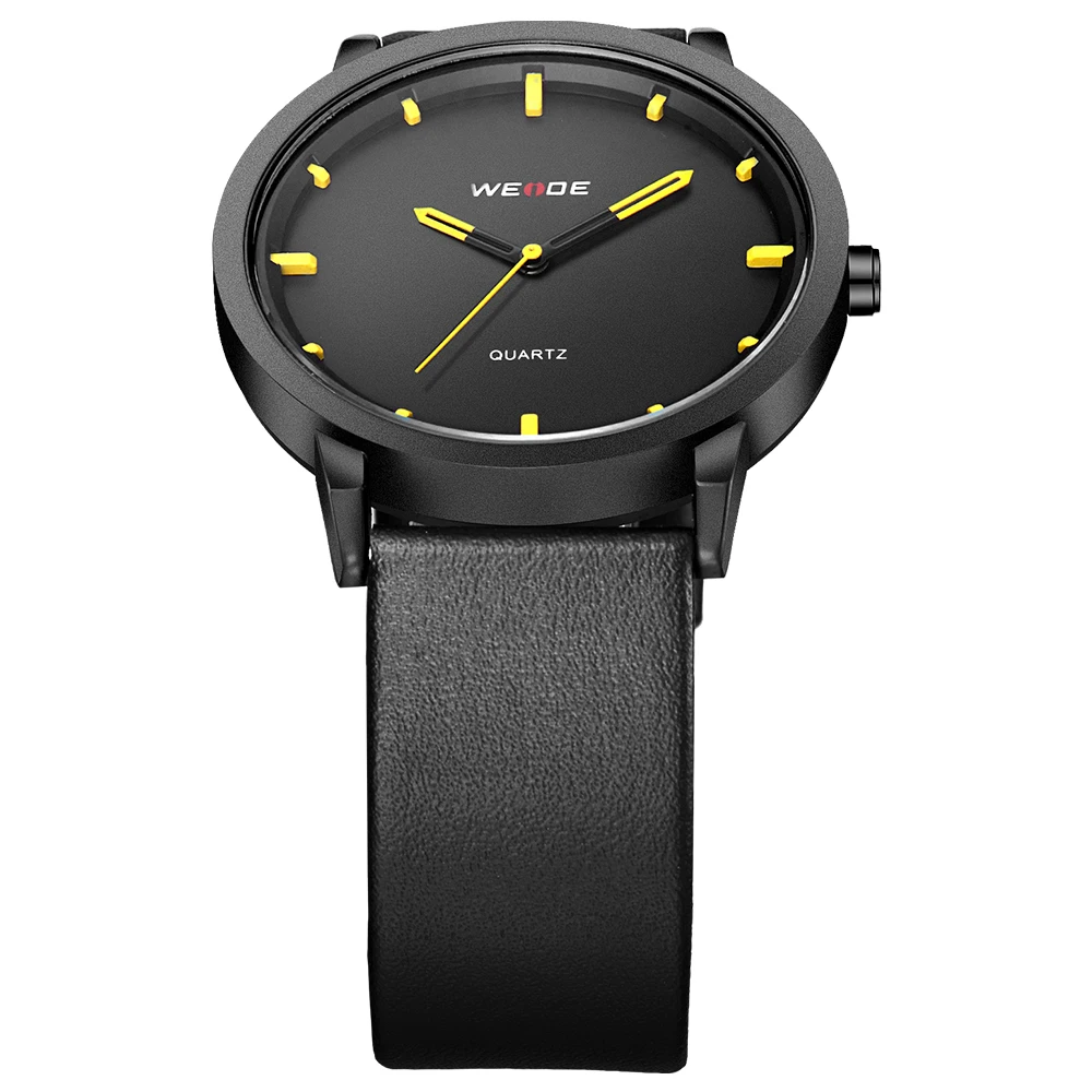 WEIDE кожаные мужские часы Роскошные Аналоговые кварцевые водонепроницаемые