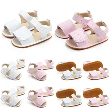 Сандалии из искусственной кожи для новорожденных девочек от 0 до 12 месяцев Летняя Повседневная нескользящая обувь принцессы для девочек с мягкой подошвой
