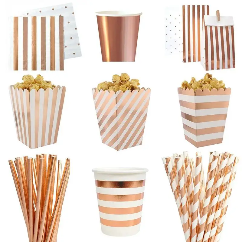 Buy Rose Gold Disposable Tableware Sets Champagne