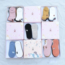 10 пар/кор. Весна и лето новая Подарочная коробка женские носки корабль мультфильм Вышивка женские носки хлопок яркие цвета носки