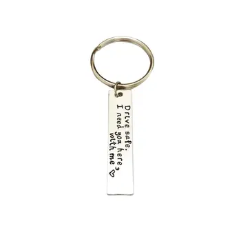 

Car Keychain Stainless Steel Key Chain Gift For Boyfriend Girlfriend Drive Safe Keyring OX