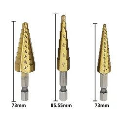 3 шт./компл. 3/16-1/2 ''1/4-3/4'' 1/8-1/2 ''ВЫСОКАЯ СКОРОСТЬ Сталь шаг конус сверло набор