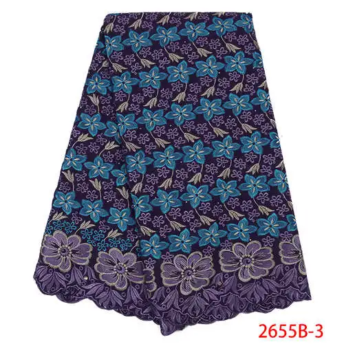 

Lace Cotton Embroidery Fabric New African Lace Fabric 2019 Embroidered Nigerian Cotton Lace Fabric QF2655B-3