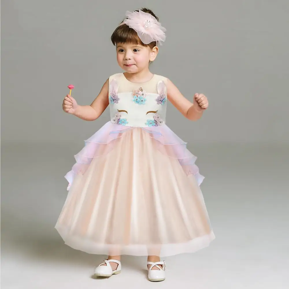 

2019 Summer Girl Dress Flower Formal Dresses for Girls Princess Tutu Tulle Girl Dress Kids Clothes Children Costume size 3-8T