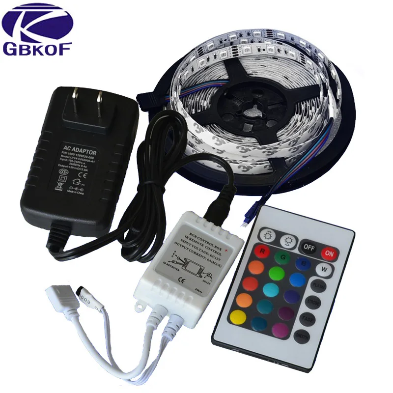 

LED Strip Light RGB 5050 SMD 2835 Flexible Ribbon fita led light strip RGB 5M 10M 15M Tape Diode DC 12V+ Remote Control +Adapter
