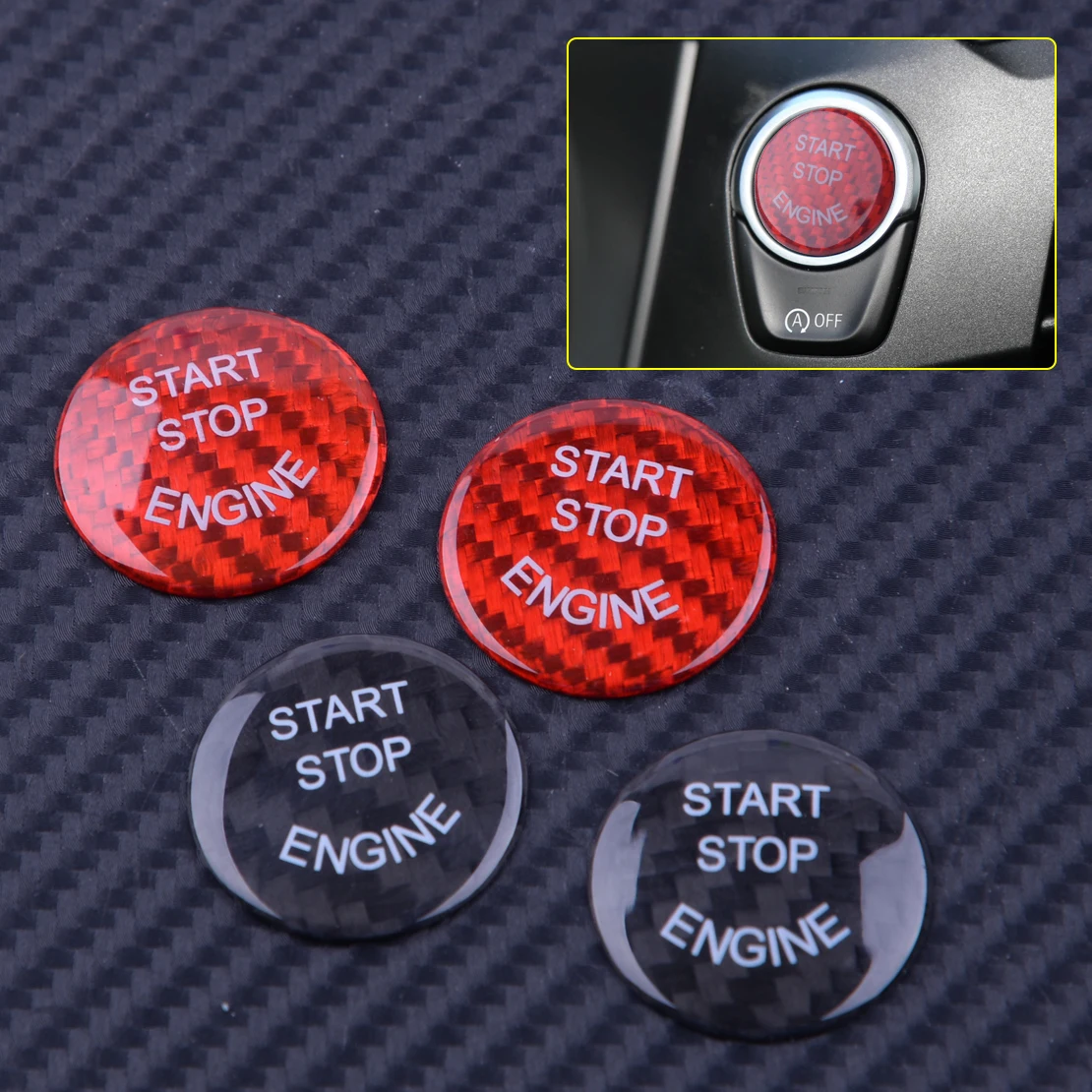 

CITALL Carbon Fiber Car Engine Start Stop Ignition Switch Button Sticker Cover Trim Replace Accessories Fit For BMW F E Series