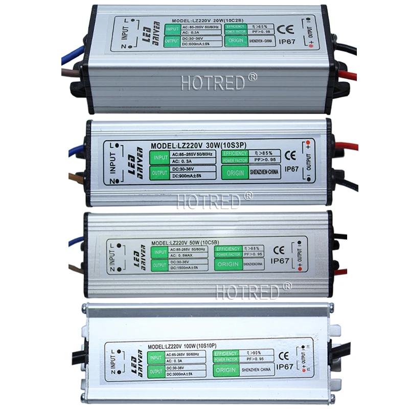 Переменный ток 85-265 в постоянный ток 3-10 В/постоянный ток 30-36 в светодиодный драйвер IP67 Водонепроницаемый осветительный трансформатор источник питания 10 Вт 20 Вт 30 Вт 50 Вт 100 Вт