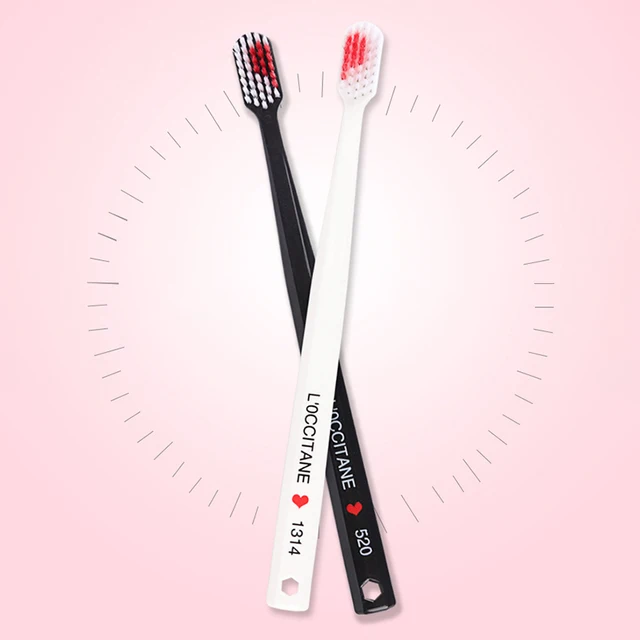 2pcs Couple Love Heart Toothbrush Ultra Soft Teeth Brush Bamboo