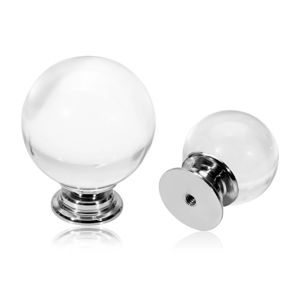 WSFS Hot 8pcs Diameter 30mm Clear Round Ball Crystal Glass Knob