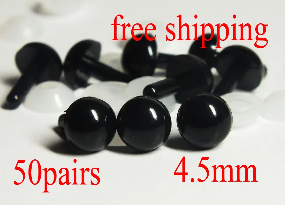 Free Shipping!!! 50pairs Black Plastic 4.5mm Safety Eyes Bear Toy Doll Making Craft custom custom craft kraft brown a4 eid shipping pouch paper mailing padded envelope packaging mailer bag