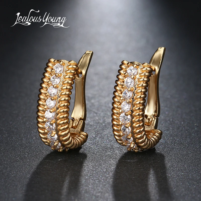 

Exquistie Gold Earrings 2017 New Arrival Luxury Zircon Small Hoop Earrings For Women Bridal Oorbellen AE510