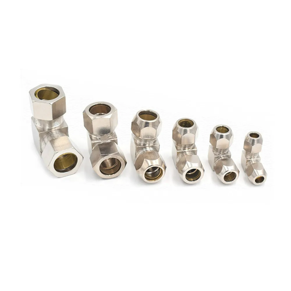 

Pneumatic oil Pipe Fitting 4 6 8 10 12 14 16mm Pipe OD Elbow 90 Degrees Brass Compression Tube Pipe Fittings Connector