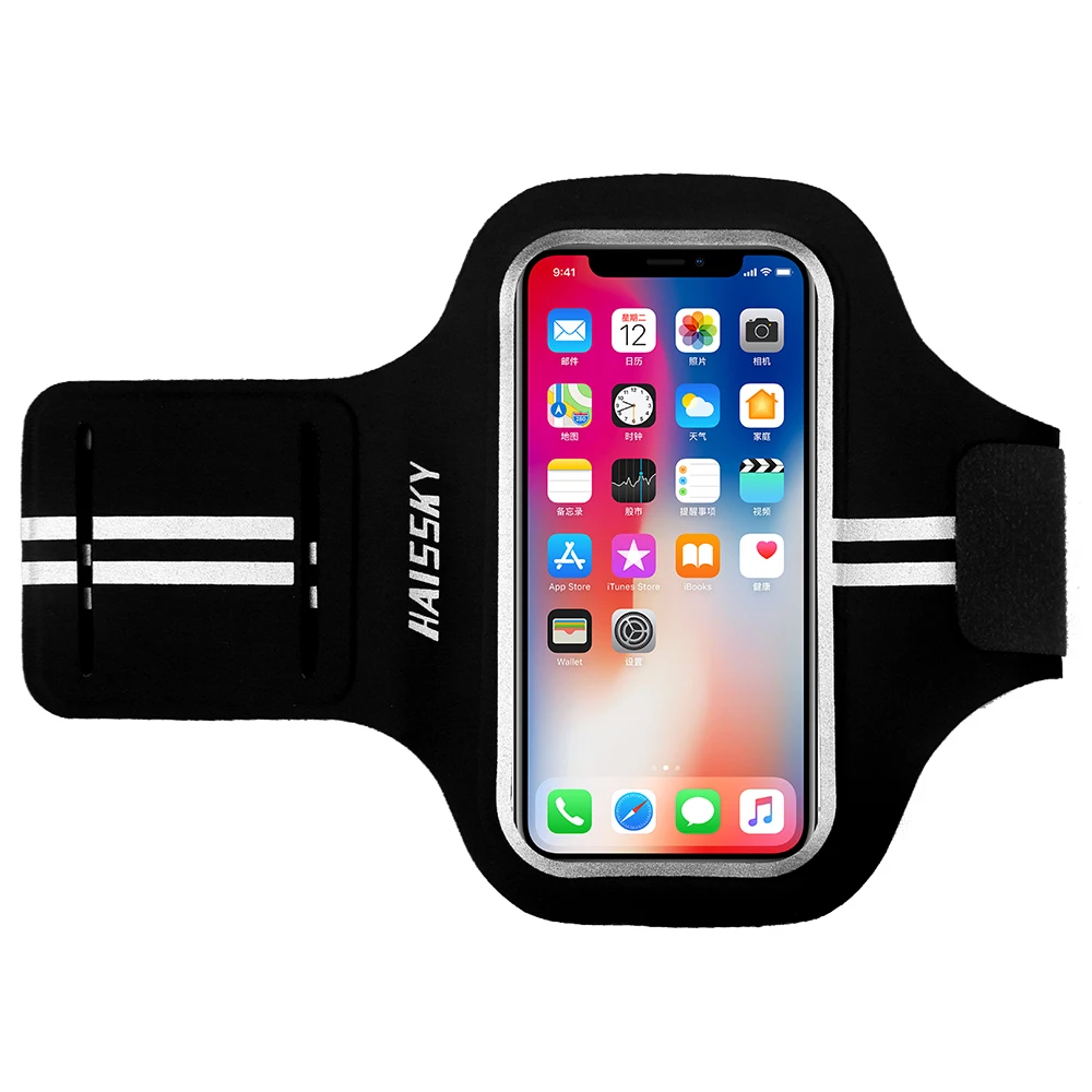 Haissky رياضة الجري الرياضة جراب هاتف على اليد حامل الهاتف براسار الذراع الفرقة ل فون X XS 8 7 6 6 s 5 5 S SE huawei شارة حقيبة